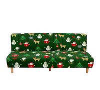 Surwin Natale Copridivano Senza Braccioli 2 3 Posti Elasticizzato, Antimacchia Fodera per Divano Letto Antiscivolo Lavabile Pieghevole Clic Clac Copri Divano (190-230cm,Verde Scuro)