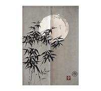 Surwin Noren Giapponese Tenda da Porta in Lino, Stile Cinese Giapponese Noren Divisorie Lunga Tappezzeria per Finestra Cucina Ristorante Negozio Doorway Decorazione (80x120cm,bambù)