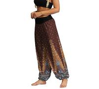 Surwin Pantaloni da Donna Hippie Boho Vintage Stampa Pantaloni da Yoga Pantaloni Boemia Esotico Harem Pantalone Larghi Casual Pantaloni Estivi Beach Comodi per Casa e Sport (M,Marrone Zingara)