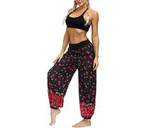 Surwin Pantaloni da Donna Hippie Boho Vintage Tie Dye Frutta Stampa Pantaloni da Yoga Pantaloni Harem Pantalone Larghi Casual Pantaloni Estivi Beach Comodi per Casa e Sport (Ciliegia,XL)