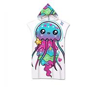 Surwin Poncho con Cappuccio Asciugamano, Cambiarsi Poncho con Cappuccio Unisex Microfibra Sport per Cambiarsi in Palestra Piscina Spiaggia Mare Running Bike Outdoor (70 * 110cm,Medusa Blu)