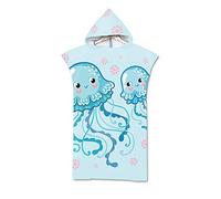 Surwin Poncho con Cappuccio Asciugamano, Cambiarsi Poncho con Cappuccio Unisex Microfibra Sport per Cambiarsi in Palestra Piscina Spiaggia Mare Running Bike Outdoor (Medusa Blu,75 * 110cm)