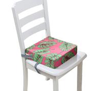 Surwin Rialzo da Sedia per Bambini, 3D Foglie Rialzo Sedia Bambini Cuscino, Regolabile Smontabile Cuscino per Sedia Seggiolino (Rosa Verde,40x40x10cm)
