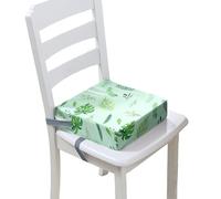 Surwin Rialzo da Sedia per Bambini, 3D Foglie Rialzo Sedia Bambini Cuscino, Regolabile Smontabile Cuscino per Sedia Seggiolino (Verde acqua,40x40x10cm)