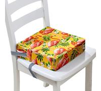 Surwin Rialzo da Sedia per Bambini, Flamingo Rialzo Sedia Bambini Cuscino Rialzo Cuscino per Sedia Seggiolino Regolabile Lavabile Smontabile con 2 Cinghie per Sedia da Pranzo (Giallo,40x40x10cm)