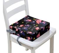 Surwin Rialzo da Sedia per Bambini, Flamingo Rialzo Sedia Bambini Cuscino Rialzo Cuscino per Sedia Seggiolino Regolabile Lavabile Smontabile con 2 Cinghie per Sedia da Pranzo (Fiori,32x32x8cm)