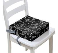 Surwin Rialzo da Sedia per Bambini, Flamingo Rialzo Sedia Bambini Cuscino Rialzo Cuscino per Sedia Seggiolino Regolabile Lavabile Smontabile con 2 Cinghie per Sedia da Pranzo (Nero,32x32x8cm)