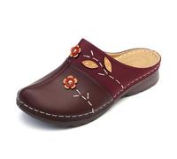 Surwin Sabot Clogs Donna, Zoccoli con Punta Chiusa, Ciabatte Estive Pantofole Suola Antiscivolo, con Supporto per Arco Plantare, per Cucina, Cortile Esterno 35-43EU (K03 Rosso Vino,41)