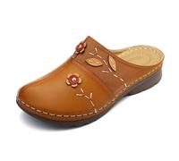 Surwin Sabot Clogs Donna, Zoccoli con Punta Chiusa, Ciabatte Estive Pantofole Suola Antiscivolo, con Supporto per Arco Plantare, per Cucina, Cortile Esterno 35-43EU (K03 Marrone,41)