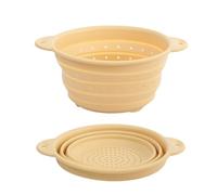 Surwin Scolapasta Pieghevole Salvaspazio, 1 Pezzi Scolapasta Silicone Verdura Cesto Scolapasta Plastica Silicone Pieghevole, per Drenare Pasta, Verdura, Frutta (S,Beige)