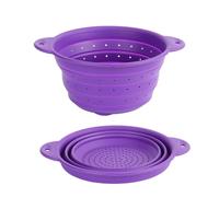 Surwin Scolapasta Pieghevole Salvaspazio, 1 Pezzi Scolapasta Silicone Verdura Cesto Scolapasta Plastica Silicone Pieghevole, per Drenare Pasta, Verdura, Frutta (S,Viola)