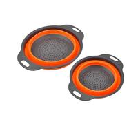 Surwin Scolapasta Pieghevole Salvaspazio, 2 Pezzi Scolapasta Silicone Verdura Cesto Scolapasta Plastica Silicone Pieghevole, per Drenare Pasta, Verdura, Frutta (2 Pezzi,Arancione)