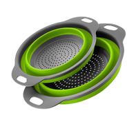 Surwin Scolapasta Pieghevole Salvaspazio, 2 Pezzi Scolapasta Silicone Verdura, Cesto Scolapasta Plastica Silicone Pieghevole, per Drenare Pasta, Verdura, Frutta (Verde,2 pezzi)