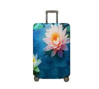 Surwin Stampa Foglia di Loto Elastica Proteggi Valigia Suitcase Luggage Cover Lavabile Coperchio di Protezione Antipolvere Copertura Viaggio Proteggi Bagagli Coprire (Blu,S (18-20 pollici))