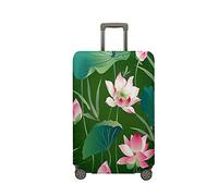 Surwin Stampa Foglia di Loto Elastica Proteggi Valigia Suitcase Luggage Cover Lavabile Coperchio di Protezione Antipolvere Copertura Viaggio Proteggi Bagagli Coprire (verde,M (22-24 pollici))