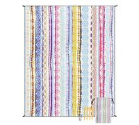 Surwin Stuoia Spiaggia Impermeabile, Stuoia Mare Antisabbia Leggero Coperta da Spiaggia Impermeabile Grande Blanke Mare con 4 Picchetti Fixed (Nodi colorati,180x220cm)