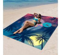 Surwin Stuoia Spiaggia Pieghevole Grande Stuoia Mare Antisabbia Portatile, Coperta da Spiaggia Impermeabile Picnic Tascabile Leggero per Campeggio Parchi Viaggi (150x150cm,Luna della sera)