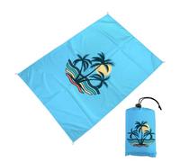 Surwin Stuoia Spiaggia Pieghevole Grande Stuoia Mare Antisabbia Portatile, Coperta da Spiaggia Impermeabile con Picchetti Telo Picnic Tascabile Leggero (140x150cm,Luna gialla)