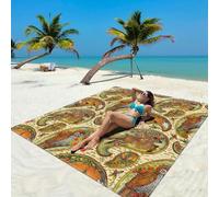 Surwin Stuoia Spiaggia Pieghevole Grande Stuoia Mare Antisabbia Portatile, Coperta da Spiaggia Impermeabile Picnic Tascabile Leggero per Campeggio Parchi Viaggi (200x200cm,Stampa animalier)