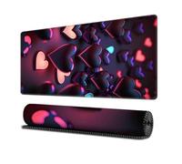 Surwin Tappetino per il Mouse,Motivo Cuore d'Amore Tappetini Mouse Gaming Tappetino Mouse da Tavolo Soft Confortevole Tappeti Mouse Base in Gomma Antiscivolo Mousepad (400x900mm,Viola)