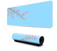 Surwin Tappetino per il Mouse, Motivo Fiore di Ciliegio Tappetini Mouse Gaming Tappetino Mouse da Tavolo Soft Spessore 3mm Tappeti Mouse Base in Gomma Antiscivolo (Azzurro,300x600mm)