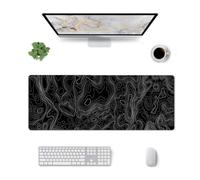 Surwin Tappetino per il Mouse, Stile Semplice Linea Onda Tappetini Mouse Gaming Tappetino Mouse da Tavolo Soft Tappeti Mouse Base in Gomma Antiscivolo Mousepad (Nero 1,300x700mm)
