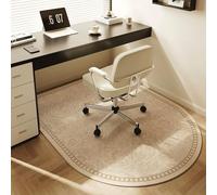 Surwin Tappeto Antiscivolo Sedia Ufficio, Tappeto Protettivo Sedia Ufficio Arcuato Tappetino Protettivo per Pavimento Stile Europeo Tappetino Gaming Pavimento (Colore Kaki,90x60cm)