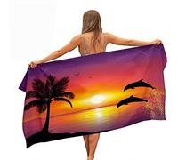 Surwin Teli Mare Microfibra Grandi Spiaggia,Saltare Delfino Stampa Telo Mare Estate Antisabbia Asciuga Rapidamente Asciugamano da Spiaggia Asciugamano per Viaggi (Tramonto,150x180cm)