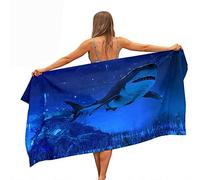 Surwin Telo Mare Grande, Asciugamano da Spiaggia in 100% Microfibra - Asciugamano Asciuga Rapidamente, 3D Oceano Squalo Stampa Multi Telo Mare per Lestate Feste (Squalo 1,150x180cm)