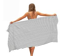 Surwin Telo Mare Grande, Asciugamano da Spiaggia in 100% Microfibra - Asciugamano Asciuga Rapidamente, Strisce Stampa Multi Telo Mare per Lestate Feste (Strisce bianche nere,80x180cm)