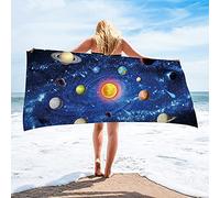 Surwin Telo Mare Grande, Cielo Stellato Microfibra Asciugatura Rapida Asciugamano da Spiaggia Asciugamano Teli Mare per Estate Palestra Yoga Nuoto Viaggi Bagno Piscina (Pianeta,80x160cm)