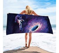 Surwin Telo Mare Grande, Cielo Stellato Microfibra Asciugatura Rapida Asciugamano da Spiaggia Asciugamano Teli Mare per Estate Palestra Yoga Nuoto Viaggi Bagno Piscina (Astronauta,80x160cm)
