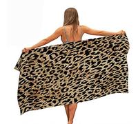 Surwin Telo Mare Grande, Microfibra Asciugatura Rapida Asciugamano da Spiaggia Asciugamano Leopardato Teli Mare per Estate Palestra Yoga Nuoto Viaggi Bagno Piscina (70x150cm,Marrone)
