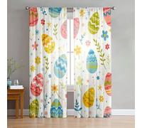 Surwin Tende per Interni, Modello di Uovo di Pasqua Veneziane da Interno con Occhielli,2 Pezzi Tende Camera da Letto,Trasparenti in Voile Vetro Finestra per Cucina,Soggiorno (Beige,W140xH275cm)