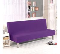 Surwin Tinta Unita Copridivano Senza Braccioli 2/3 Posti Elasticizzato, Antimacchia Fodera per Divano Letto Antiscivolo Lavabile Pieghevole Clic Clac Copri Divano (S:160-190cm,Viola)