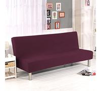 Surwin Tinta Unita Copridivano Senza Braccioli 2/3 Posti Elasticizzato, Antimacchia Fodera per Divano Letto Antiscivolo Lavabile Pieghevole Clic Clac Copri Divano (S:160-190cm,Claret)