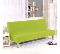 Surwin Tinta Unita Copridivano Senza Braccioli 2/3 Posti Elasticizzato, Antimacchia Fodera per Divano Letto Antiscivolo Lavabile Pieghevole Clic Clac Copri Divano (L:190-210cm,Verde)