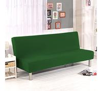 Surwin Tinta Unita Copridivano Senza Braccioli 2/3 Posti Elasticizzato, Antimacchia Fodera per Divano Letto Antiscivolo Lavabile Pieghevole Clic Clac Copri Divano (S:160-190cm,Verde Scuro)