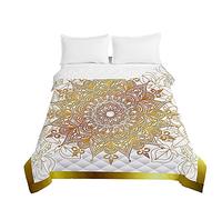 Surwin Trapuntino Copriletto Trapuntato Primaverile Estivo,Stile Moderno,Trapuntino in Morbida Microfibra con Stampa Mandala 3D Leggero Coperta Letto Singolo Matrimoniale (Oro dignitoso,100x150cm)