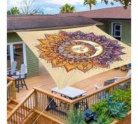 Surwin Vela Ombreggiante Impermeabile Piazza, Vele Ombreggianti 95% Protezione Raggi UV con Corde Telo Parasole per Esterno Giardino Terrazza Balcone, 3D (Sole e Luna,2x2.4m)
