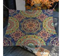 Surwin Vela Ombreggiante Impermeabile Rettangolare, Protezione Raggi UV 95% Tenda da Sole per Esterno, Modello Mandala per Giardino Terrazza Balcone Piscina (Marrone,1.5x1.5m)