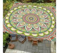 Surwin Vela Ombreggiante Impermeabile Rettangolare, Protezione Raggi UV 95% Tenda da Sole per Esterno, Stampe Mandala per Giardino Terrazza Balcone Piscina (Khaki,180x180cm)