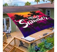 Surwin Vela Ombreggiante Impermeabile Rettangolare, Protezione Raggi UV 95% Tenda da Sole per Esterno, 3D Paesaggio Estivo per Giardino Terrazza Balcone Piscina (Puesta de sol,1.5x1.5m)