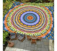 Surwin Vela Ombreggiante Impermeabile Rettangolare, Protezione Raggi UV 95% Tenda da Sole per Esterno, Stampe Mandala per Giardino Terrazza Balcone Piscina (Beige,180x180cm)