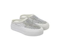 Surwin Zoccoli Donna Estive con Punta Chiusa, Design Strass Pantofole Estive Donna Comode Sandali Elegante Hollow-out Suola Spessa Pantofole Ciabatte Chiuse Davanti (Colore Argento,40)