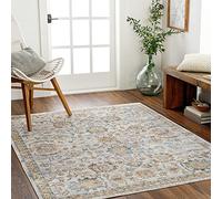 Surya Doha Tappeto Vintage Lavabile in Lavatrice Tappeto salotto per Soggiorno, Cucina, Esterni, Corridoio, Stile Tradizionale Classico, Ampio a Trama Piatta, 120x170cm Avorio, Grigio Chiaro, Gold