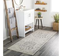 Surya Livabliss Radom Tappeto Vintage Tappeto per Soggiorno, Corridoio, Cucina Tappeti Salotto Classico, Orientale, leggera Manutenzione Pelo Corto, Grande, 80x220 cmBeige, Nero e Grigio