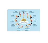 Surya Namaskar Sun Salutation Yoga Poster, Instructional Wall Art Chart for Home Studio Decor and Practice Guide(Framed,16x24inch(40x60cm))