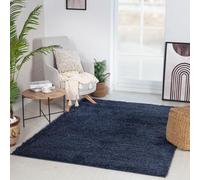 Surya Tappeto shaggy moderno, per soggiorno, sala da pranzo, camera da letto, morbido tappeto shaggy per camera da letto, pelo morbido e facile da pulire, tappeto grande, 160 x 213 cm, blu scuro