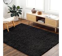 Surya Tappeto shaggy moderno, per soggiorno, sala da pranzo, camera da letto, morbido tappeto shaggy per camera da letto, pelo morbido e facile da pulire, tappeto grande, 160 x 213 cm, nero